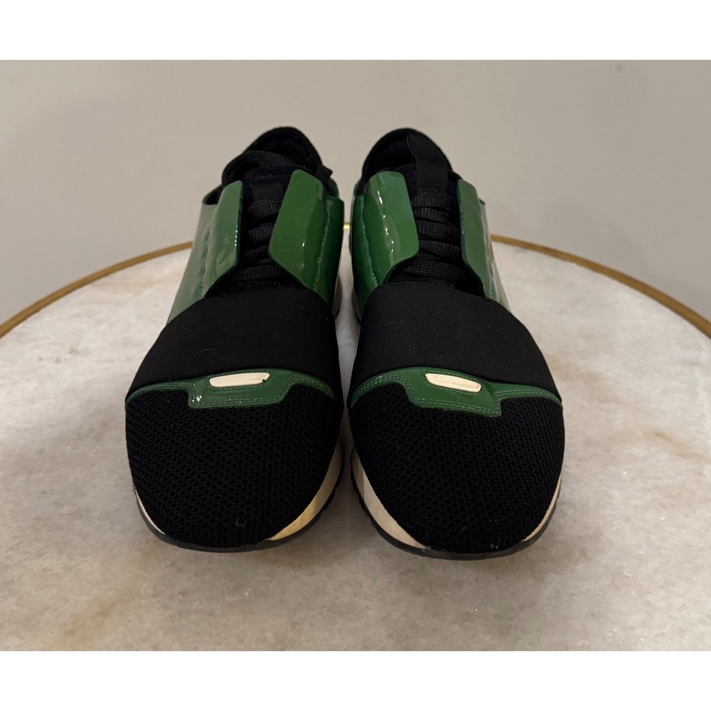 Balenciaga Race Runner Green Patent Leather Mesh Sneakers, Men's 40 - Picture 2 of 9